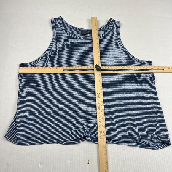 Tahari Striped Linen Tank Top XL Coastal Boho Summer Sleeveless Lightweight - Picture 5 of 9